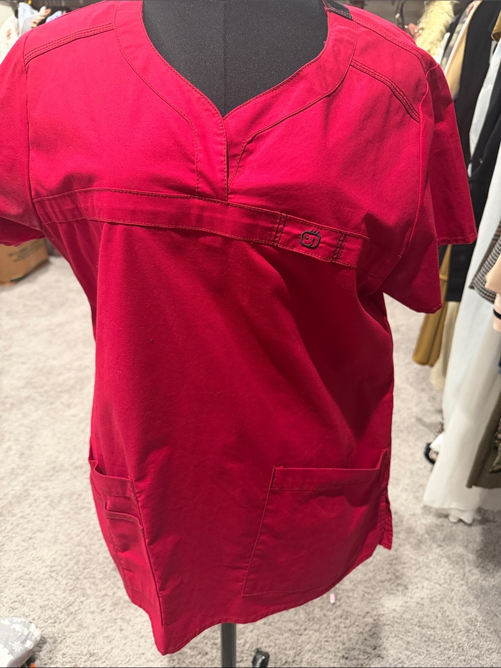 Bright pink Short-Sleeve Top with Black Trim